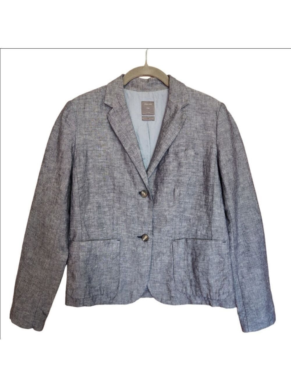 Gap Academy Chambray Blue Linen Blend Blazer Size 6